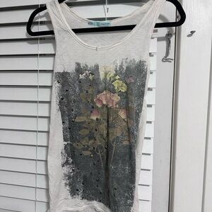 Maurices Floral Graphic Tank Top - Cream and Gray